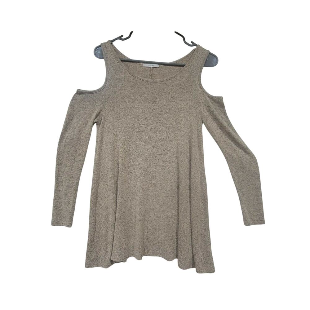 Acemi Small Open Shoulder Heather Tunic Top Flowy Sweater Boho Cozy Loungewear